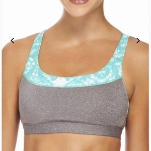 Fabletics Sintra Sports Bra in Grey and Light Blue, XS